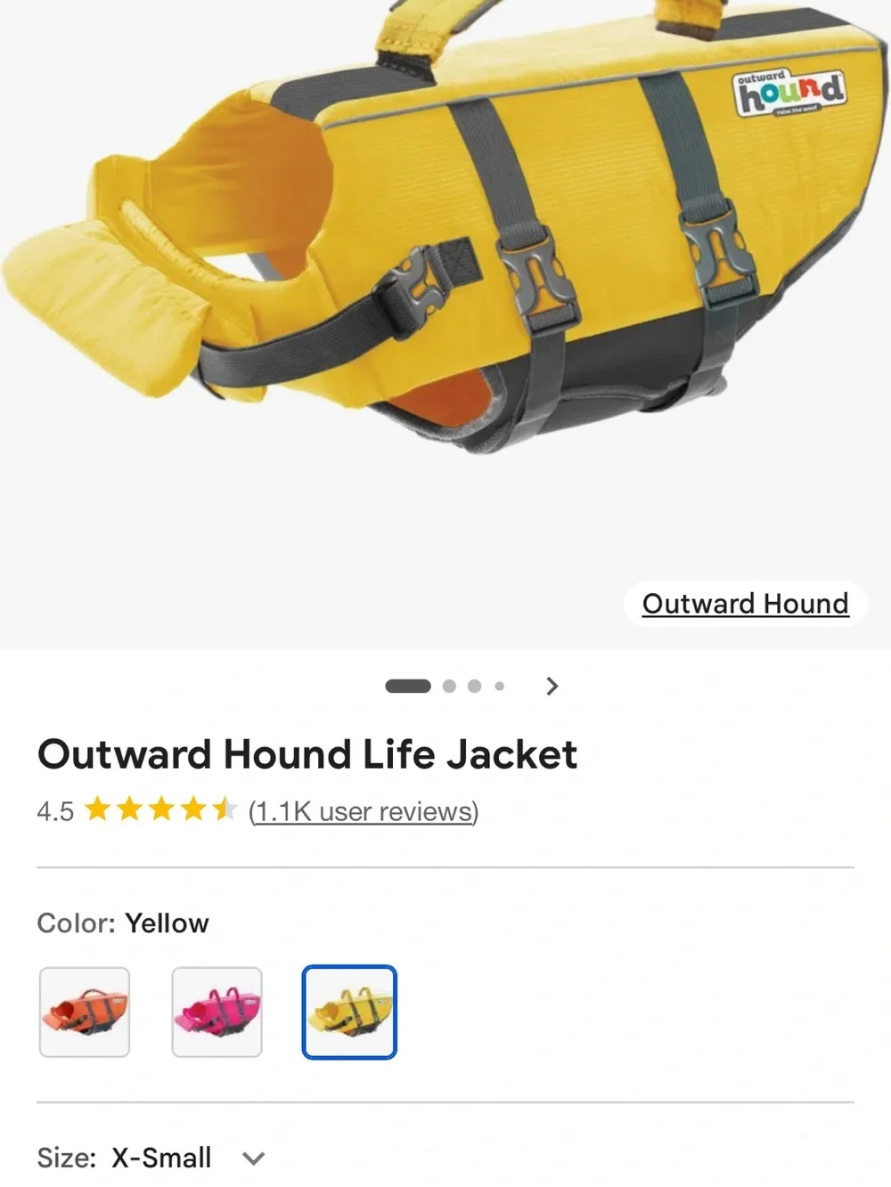 Outward Hound Orange Dog Life Jacket - Secure Fit with Handle NWT